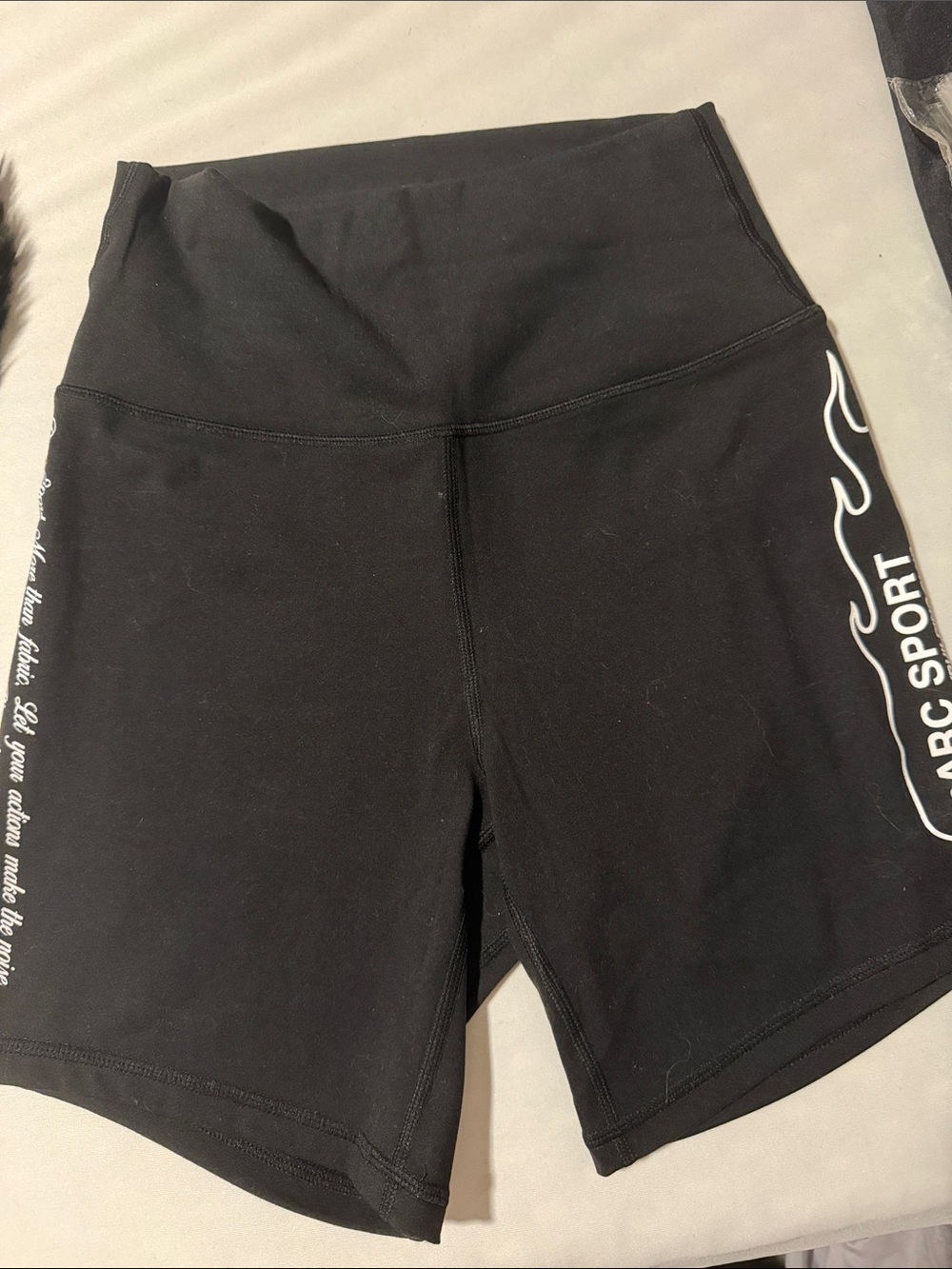 Darc Sport Black High-Rise Bike Shorts with White Side Print